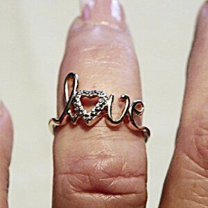 14K Rose Gold over 925 Sterling Love ring